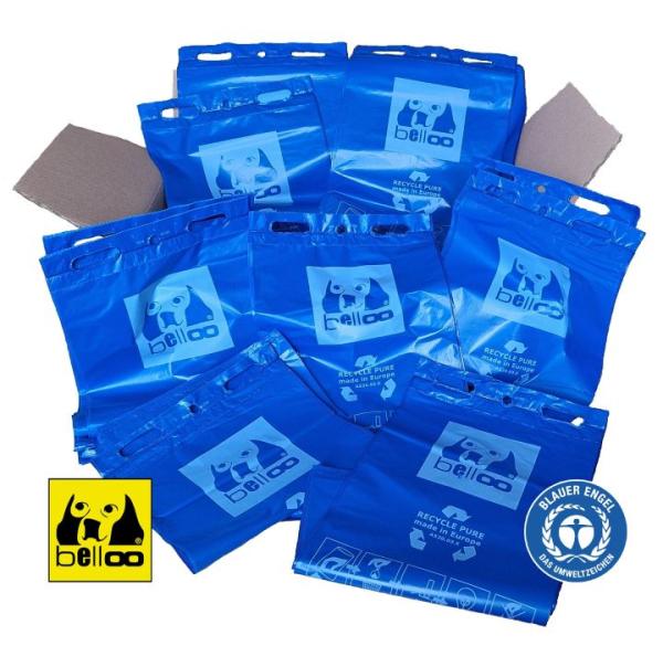 BELLOO Hundekotbeutel Recycling PUR Blau - 30er Block - Made in Germany bei Hundekotbeutel-Shop.de